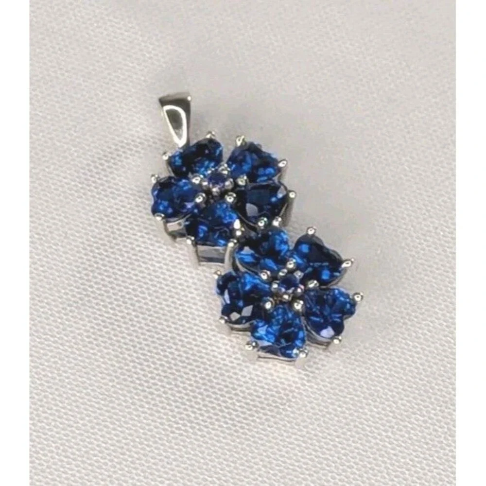 Lab Created Blue Spinel Pendant - Sterling Silver